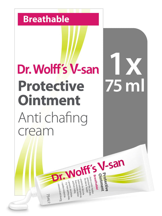 Dr. Wolff's V-san Protective Ointment 1x 75ml | Anti Chafing Cream for External Intimate Area | Helps and Aids Healing of Skin Irritaion due to Chafing