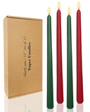 LPUSA 12 Inch Christmas Taper Candles Unscented Smokeless Long Tall Tapered Candle for Candlesticks Sticks Wedding Advent Home Decor Dinner，Set of 12,Redgreen