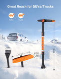 AstroAI 39.37" Ice Scraper and Snow Brush for Car Windshield with Foam Grip and 360° Pivoting Brush Head for Christmas Car Auto Truck SUV(Orange)