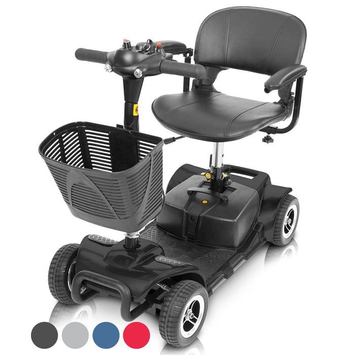 Vive 4 Wheel Mobility Scooter - Electric Powered Wheelchair Device - Compact Heavy Duty Mobile for Travel, Adults, Elderly - Long Range Power Extended Battery with Charger and Basket Included