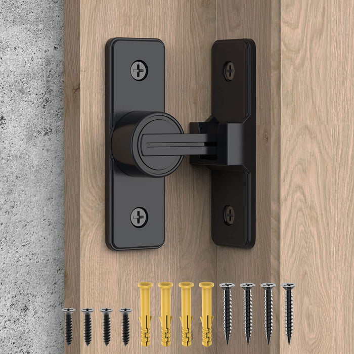 90 Degree Flip Barn Door Lock, Heavy Duty Gate Latches Flip Latch Safety Door Bolt Latch Lock, Sliding barn Door Lock Gate Latch Lock Suitable for Garden, Bathroom, Garage (1 Pack Matte Black)