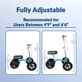 KneeRover Quad All Terrain Knee Scooter for Adults for Foot Surgery Heavy Duty Knee Walker for Broken Ankle Foot Injuries Recovery - Leg Scooter Best Knee Crutch Alternative (Metallic Blue)