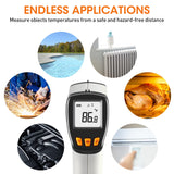 IR Laser Thermometer Temperature Gun, -58°F to 1022°F Non-Contact Infrared Temp Gun with Adjustable Emissivity & LCD Display for Cooking, Ice Tea Making, BBQ, Industrial and Objects