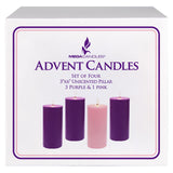 Mega Candles 4 pcs Unscented Christmas Advent Round Pillar Candle, Hand Poured Premium Wax Candles 3 Inch x 6 Inch, Holidays, Church, Decorations, Devotional, Celebration, Party & More