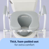 Medline Drop Arm Commode Chair for Adults and Seniors, Padded Seat, Removable Pail, Splash Guard, Drop-Down Arms, 350 lb. Weight Capacity