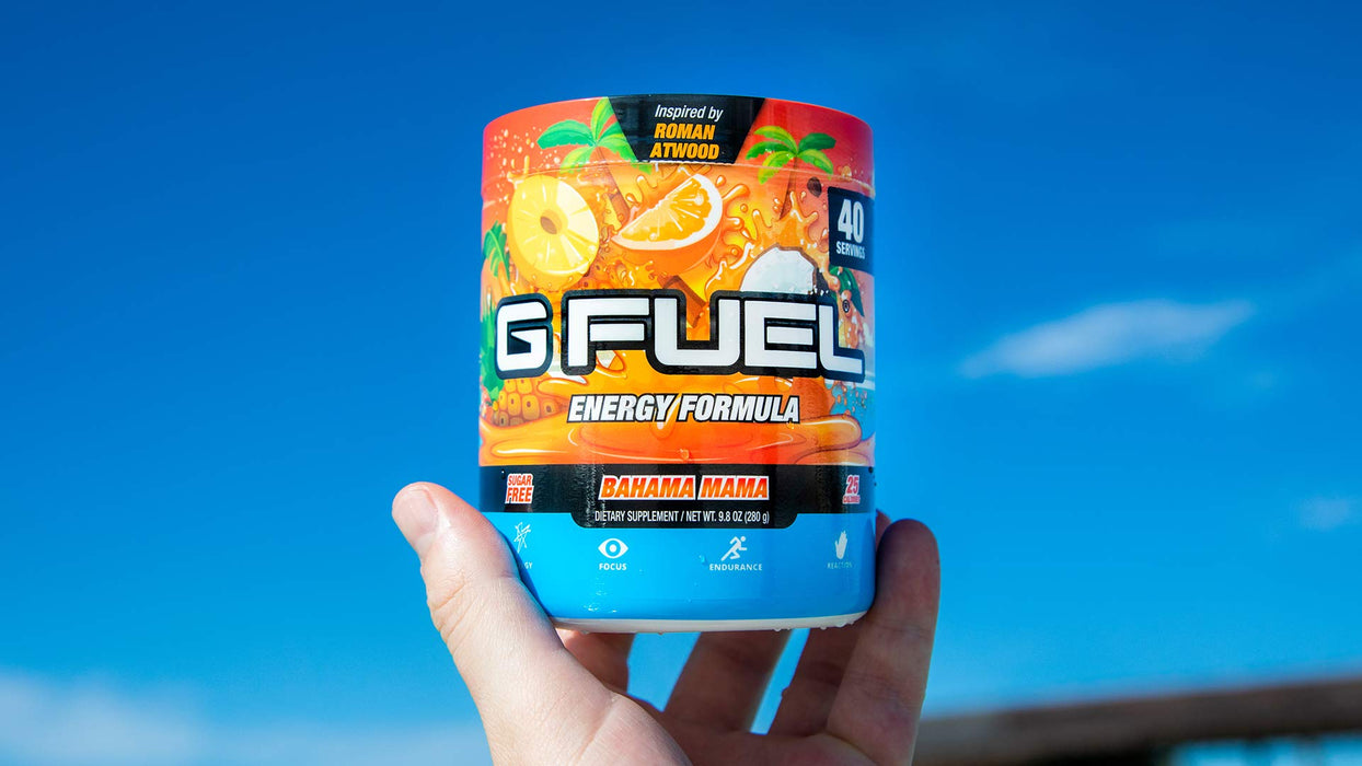 G Fuel Roman Atwood Energy Powder, Sugar Free, Clean Caffeine Focus Supplement, Water Mix, Orange, Coconut & Pineapple Flavor, Focus Amino, Vitamin + Antioxidants Blend - 9.8 oz (40 Servings)