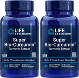 Life Extension Super Bio-Curcumin Turmeric Extract 400mg, 90 Veg Caps (Pack of 2) - Vegetarian Capsule - Non-GMO - Highly Absorbable