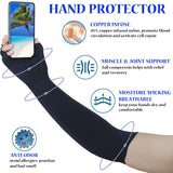 Long Arthritis Compression Gloves for Women Men, Copper Gloves for Joint Pain Relief, Swelling, RSI, Fingerless Carpal Tunnel Glove for Work, Computer Typing, Support Hands, Wrist and Arms (Medium)