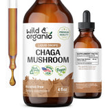 Chaga Mushroom Tincture - Organic Chaga Mushroom Liquid Drops - Chaga ExtractSupplement - Vegan-Friendly, No Sugar, Non-GMO Tincture - 4 fl. oz. Bottle