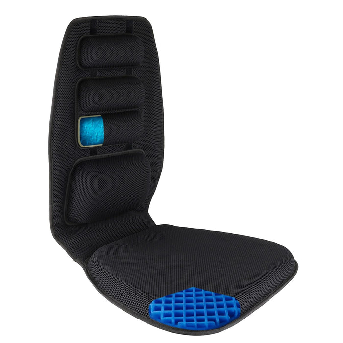 FOMI Gel High Chair Back Support and Seat Cushion | Adjustable Lumbar Pillow Placement for Upper Lower Thoracic, Coccyx, Pressure Sore Pain Relief | for Car, Office Chair, Gaming | Posture Aid