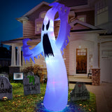 Sizonjoy 12 Ft Giant Halloween Inflatable Ghost, Blow Up Halloween Decorations Built-in LED Lights for IndoorOutdoor Yard Garden Includes Stakes