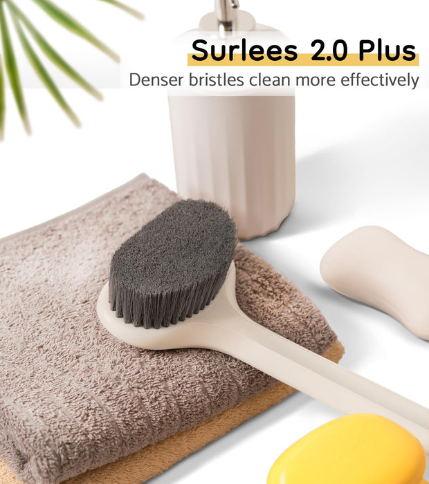 surlees Back Scrubber for Shower, Bath and Body Brush for Elderly, Men and Women, 15 Inch / 38 CM (Blue, Soft-6)