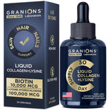 Liquid Collagen Peptides with Biotin and Lysine - Max Hair Skin and Nails Liquid Collagen for Women - 50,000mcg Collagen Liquid, 10,000mcg Biotin Drops, Liquid Lysine - 2oz Strawberry Collagen Drink