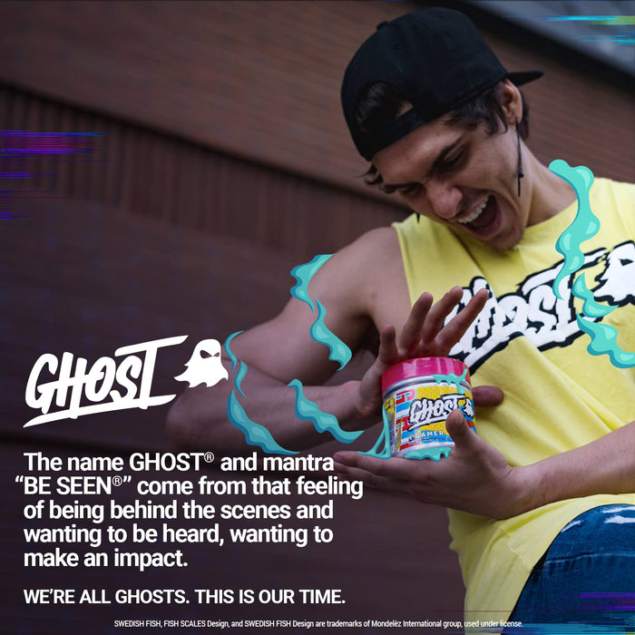 GHOST Gamer: Energy and Focus Support Formula - 40 Servings, Swedish Fish - Nootropics & Natural Caffeine for Attention, Accuracy & Reaction Time - Vegan, Gluten-Free