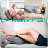 Full Body Massage Mat with Heat & Movable Shiatsu Neck Back Massager Pillow, Upgraded Massage Mattress Pad with 10 Vibration Motors, 2 Heating Pads & 9 Massage Modes, for Neck Back Leg Pain Relief