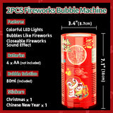 Ivtivfu Fireworks Bubble Machine (2PCS 13 Holes), Automatic Fireworks Bubble Maker with Lights and Closeable Sound for Kids, Chinese New Year, Christmas, Party, 4th of July