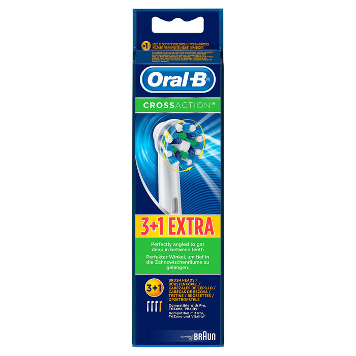 Oral B Cross Action Electric Toothbrush Replacement Brush Heads Refill, 4Count