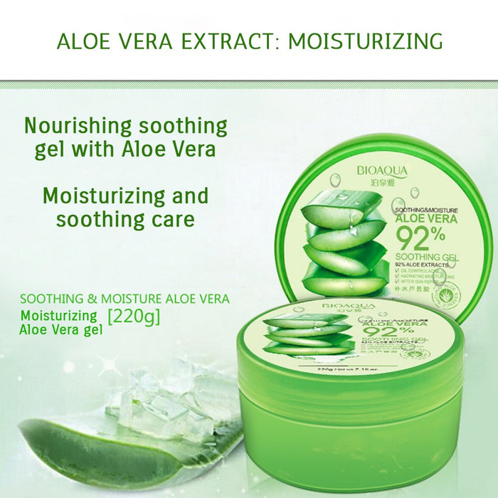 BIOAQUA 92% Aloe Vera Extracts Hydrating Acne Spot Removing Face Night Cream Replenishiment Soothing Long-lasting Gel 220g