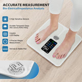 ABLEGRID Body Fat Scale,Digital Smart Bathroom Scale for Body Weight, Large LCD Display Screen, 16 Body Composition Metrics BMI, Water Weigh, Heart Rate, Baby Mode, 400lb, Rechargeable (White)