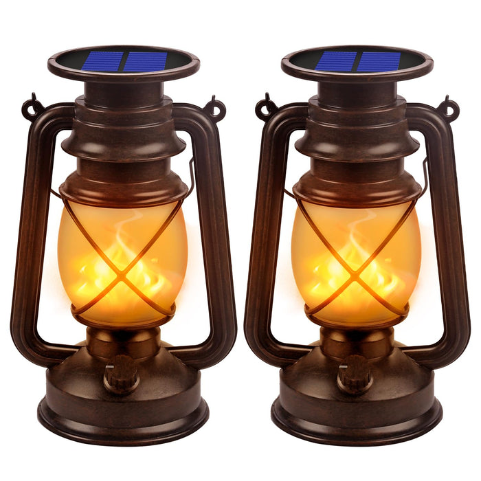 Marlrin Solar Lanterns Outdoor Waterproof 2 Pack LED Flickering Light