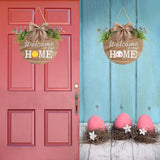 Interchangeable Welcome Home Sign, Seasonal Front Porch Door Decor With 21 Changeable Icons for Halloween /Christmas/Independence Day, Rustic Wood Wreaths Wall Hanger for Housewarming Gift (12in)