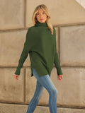 LILLUSORY Christmas Sweaters Womens Green Turtleneck Oversized Fall Fashion Sweater Dress 2024 Trendy Long Pullover Knit Tops