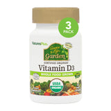 Natures Plus Source of Life Garden Vitamin D3-60 Vegan Capsules, Pack of 3 - Immune System Support - Certified Organic, Non-GMO, Gluten Free - 90 Total Servings