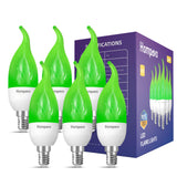 Hompavo 【Upgraded LED Flame Light Bulbs, 3 Modes Flickering Light Bulbs, E12 Chandelier Base Candle Fire Light Bulb for Halloween Christmas Party Porch Indoor & Outdoor Home Decoration, Green 6 Pack