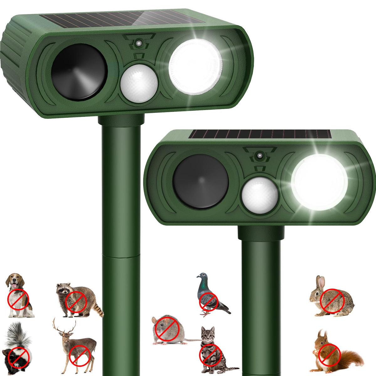 Upgraded Solar Ultrasonic Animal Repellent Outdoor, Deer Repellent Dev