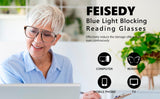 FEISEDY Retro Aviator Reading Glasses Women Men Blue Light Blocking Reader Plastic Lightweight Frame B0071(Grey,3.0x)