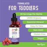 Iron Supplement for Toddlers | Liquid Iron Supplement for Children Ages 1-3 | Iron Supplement for Iron Deficiency | Ferrochel | Sugar Free | Vegan | Non-GMO | Gluten Free | 2 Fl Oz