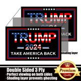 Trump 2024 Flag 3x5 Outdoor Double Sided 3 Ply-Donald Trump Take America Back Flags Vivid Color Clear Pattern Reinforcement Sewing Durable Polyester for President Flag