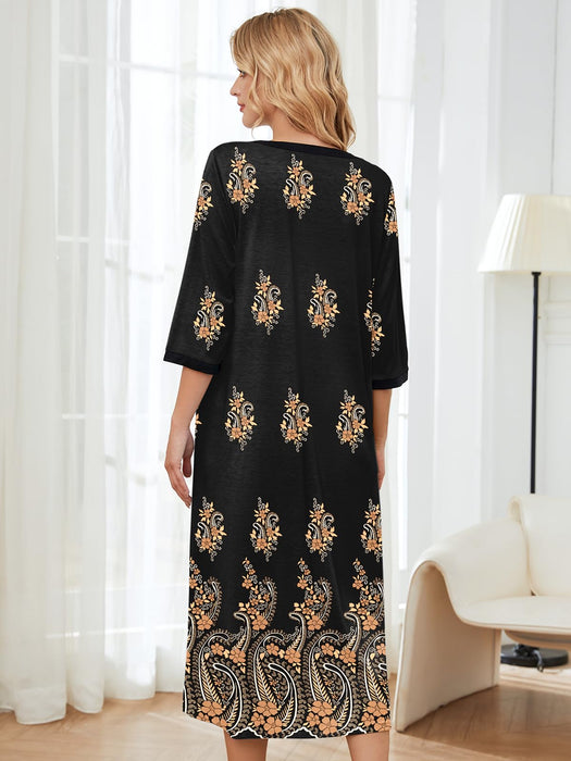 PITINAN Womens Moo Moo Nightgown with Zipper Mumu Dress Moomoo Dresses