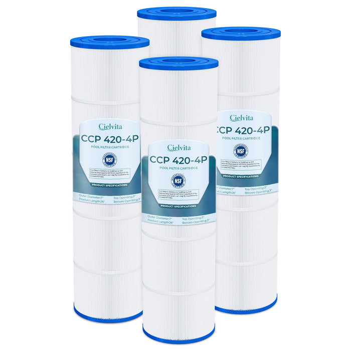 Cielvita CCP420 4 oz Media Pool Filter Cartridge Replacement for Pentair Clean & Clear Plus 420, Replaces Pleatco PCC105-PAK4, Pentair R173576, Filbur FC-1977, C-7471, 817-0106, 420 sq.ft, 4-Pack