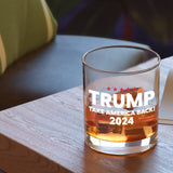 Patriots Cave Trump 2024 Trump Take America Back 2024 | 11 oz Bourbon Whiskey Rock Glass | Old Fashioned Whiskey Tasting Glasses For Men | Retirement Gifts For Men | Made In USA