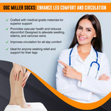 Doc Miller Open Toe Compression Socks for Men and Women, 15-20 mmHg, Calf Recovery, Medical Grade, Skin/Nude Socks, Large