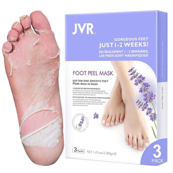 Foot Peel Mask - 3 Pairs - Exfoliating Peeling Callus Remover, Repairs Cracked Heels & Dead, Dry Skin, for Smoother and Softer Feet (Lavender)