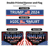 Probsin Trump 2024 Banner 120" x 20" with Trump 2024 Flag 3x5 Ft Set Take America Back Decorations Trump 2024 Yard Sign Party Supplies Backdrop Hanging Outdoor Gate Decor Fence Door Indoor Wall