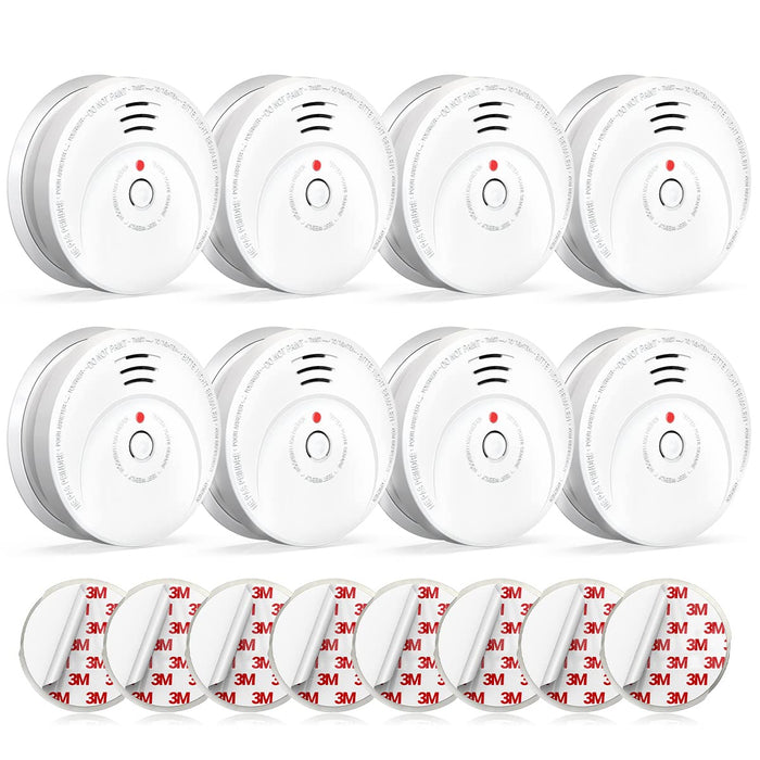 Jemay Smoke Alarm, Fire Alarm Smoke Detector with Battery Backup, Smoke Detector with Test Button, 8 Packs