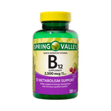 Vitamin B12, Supports Energy Metabolism. Includes Luall Sticker + Spring Valley Vitamin B12 Quick-Dissolve Tablets Dietary Supplement (2,500 mcg, Cherry Flavor, 120 Tablets)