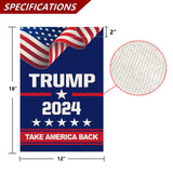 ANOER Donald Trump 2024 Take America Back Decorative Garden Flag Double Sided 12 x 18 Inch Outside Yard Lawn Decor