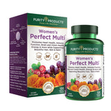 Purity Products Women’s Perfect Multi Balanced Multivitamin - Supports Urinary Tract Health, Immune, Bone + Muscle, Hair, Skin, Nails, an Elite Probiotic for Digestive Health + More - 120 Tablets