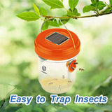 Wasp Traps for Hunting Wasps, Bees, Hornets, Insects, Yellow Jacket Traps, Wasp Trap Catcher, Reusable Solar Powered Hanging for Outdoor, 2 Packs (Orange)