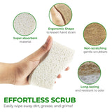 AIRNEX 24 Pack Natural Kitchen Sponge - Biodegradable Compostable Cellulose and Coconut Scrubber Sponge - Eco Friendly Sponges for Dishes