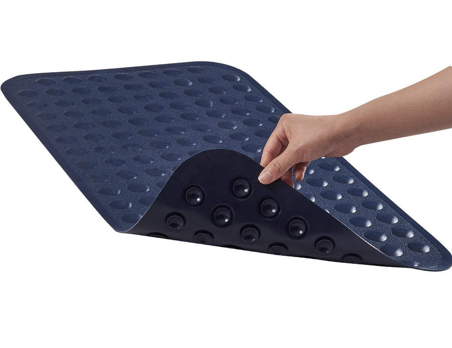 Yanzifly Bathtub Mat Non Slip Bath Mat for Tub Silicone Soft & Safe, Bath Tub Mat Non Slip Shower Mats, Suction Cups Bath Tub Anti Slip Matt for Kids Elderly Non Toxic, Machine Washable - Navy Blue