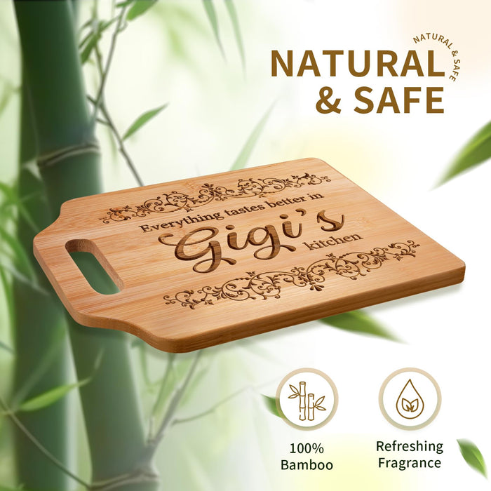 AceThrills Gigi Gifts for Grandma - Engraved Bamboo Cutting Board 12.3"L × 8.7“W × 0.4"Th - Gifts for Gigi Christmas, Birthday Gift for Gigi from Grandkids Granddaughter Grandson