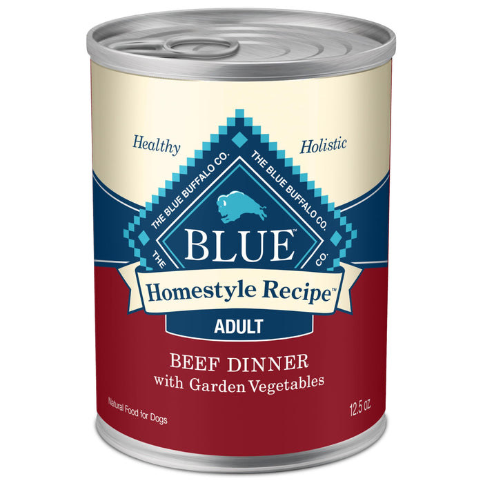 Blue Buffalo Homestyle Recipe Adult Wet Dog Food, Made with Natural Ingredients, Beef Dinner With Garden Vegetables, 12.5-oz. Cans (Pack of 12)