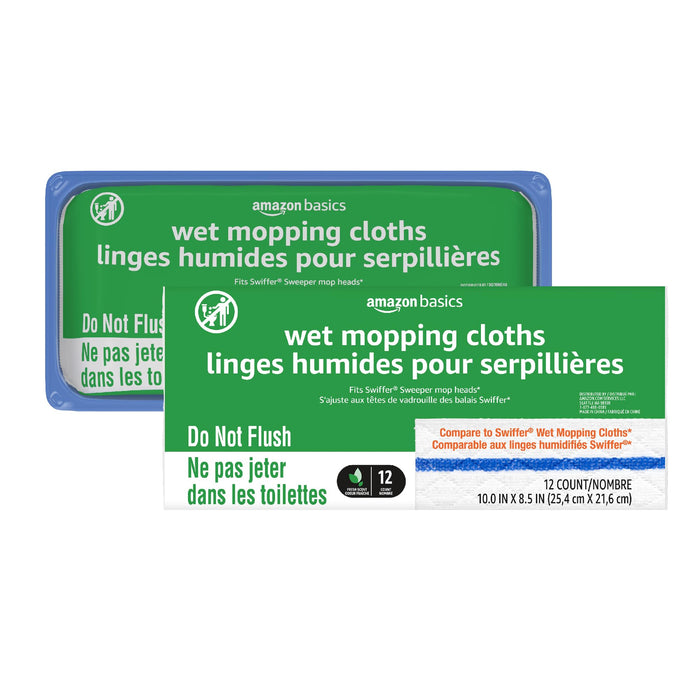 Amazon Basics Wet Mopping Cloth Refills, 24 Count, Pack of 1