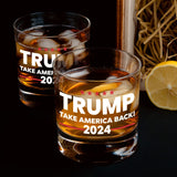 Patriots Cave Trump 2024 Trump Take America Back 2024 | 11 oz Bourbon Whiskey Rock Glass | Old Fashioned Whiskey Tasting Glasses For Men | Retirement Gifts For Men | Made In USA