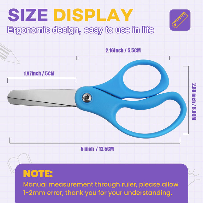 36 Packs Kids Scissors, Scissors for School, Safety Blunt Tip 5 Inch School Student Blunt Tip Kids Craft Safety Comfort Grip for Children Cutting Paper